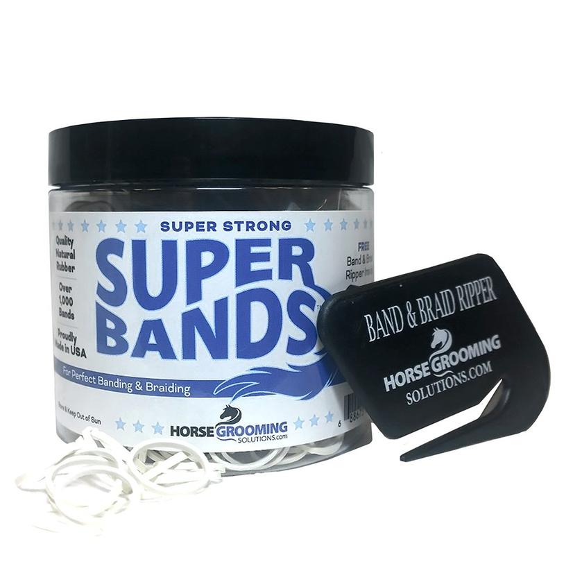 Healthy Hair Care Supplies White Super Bands Mane Bands with Cutter - Asst Colors