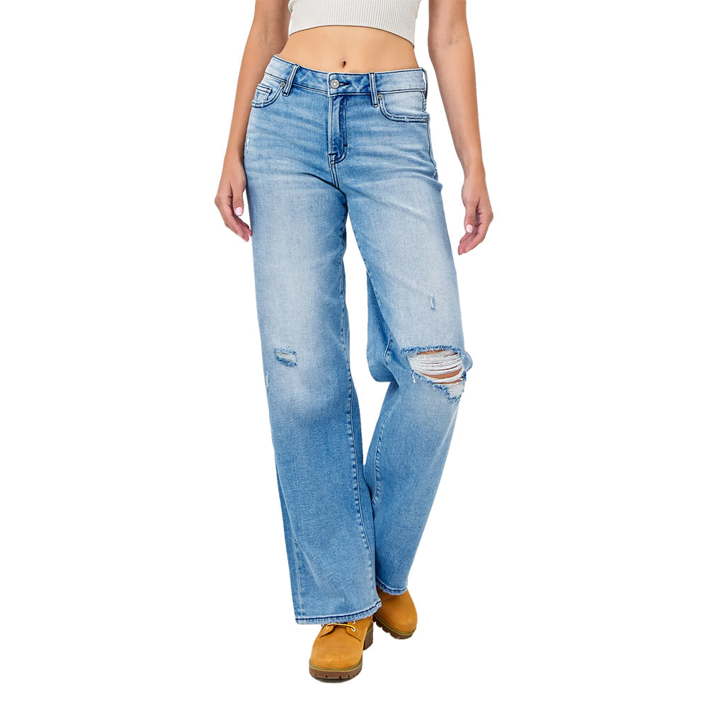Hidden Apparel Hidden Women's Medium Wash Distressed Stretch Dad Jeans
