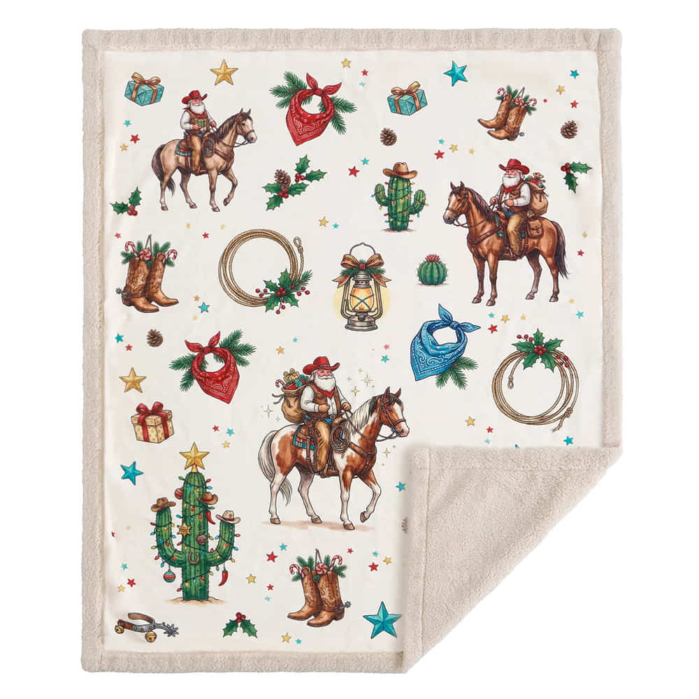 HiEnd Accents Home Decor Western Christmas Campfire Sherpa Throw, 54 x 68,
