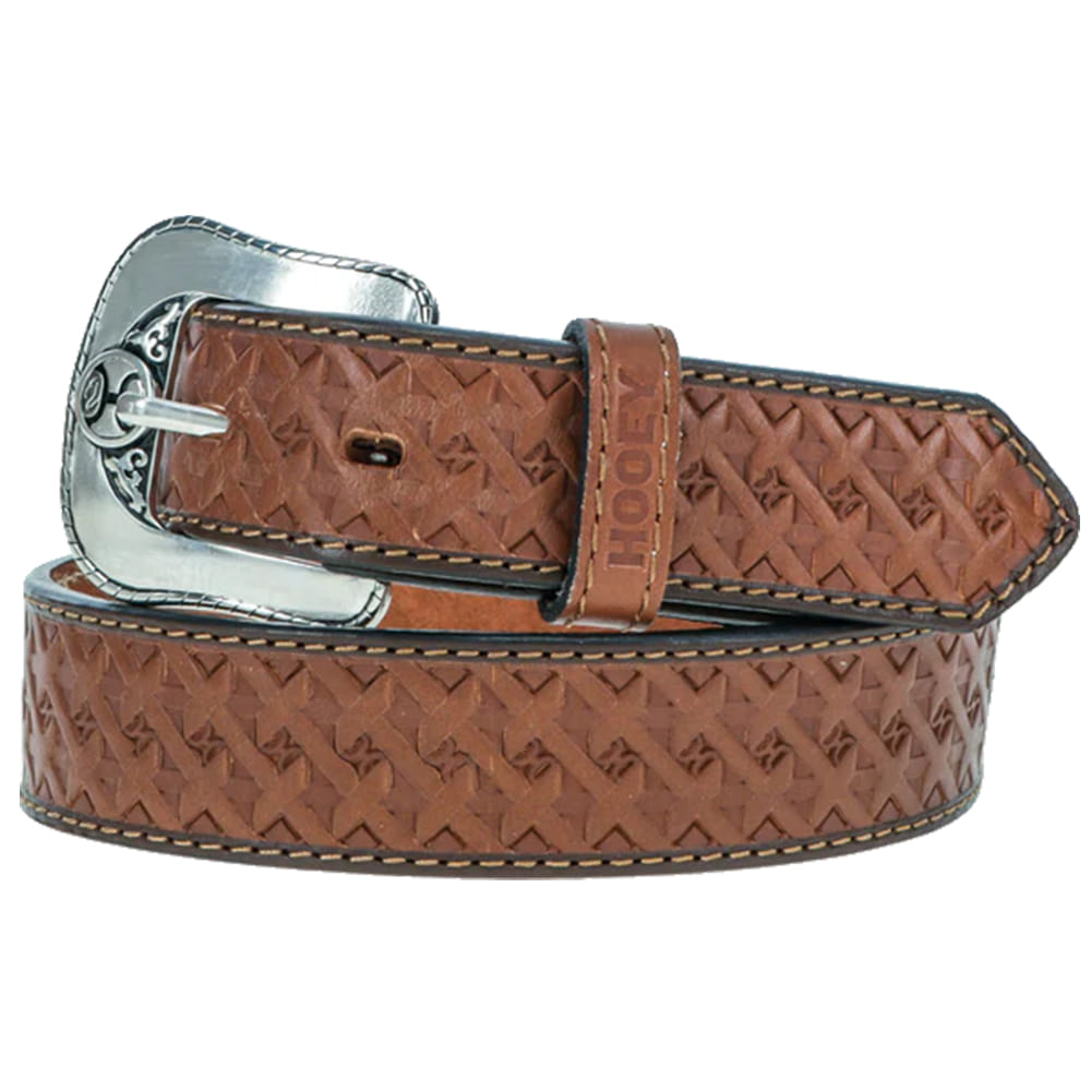 Hooey Apparel Hooey Youth Boy's Hands-Up Natural Leather Basketweave Embossed Belt