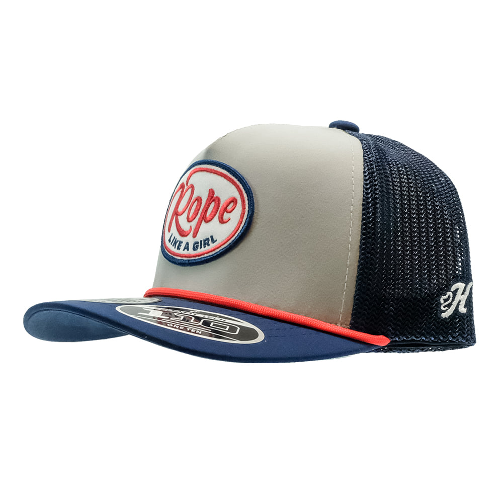Hooey Hats OSFA Hooey Grey And Navy Rope Like A Girl High Profile Hybrid Bill Cap