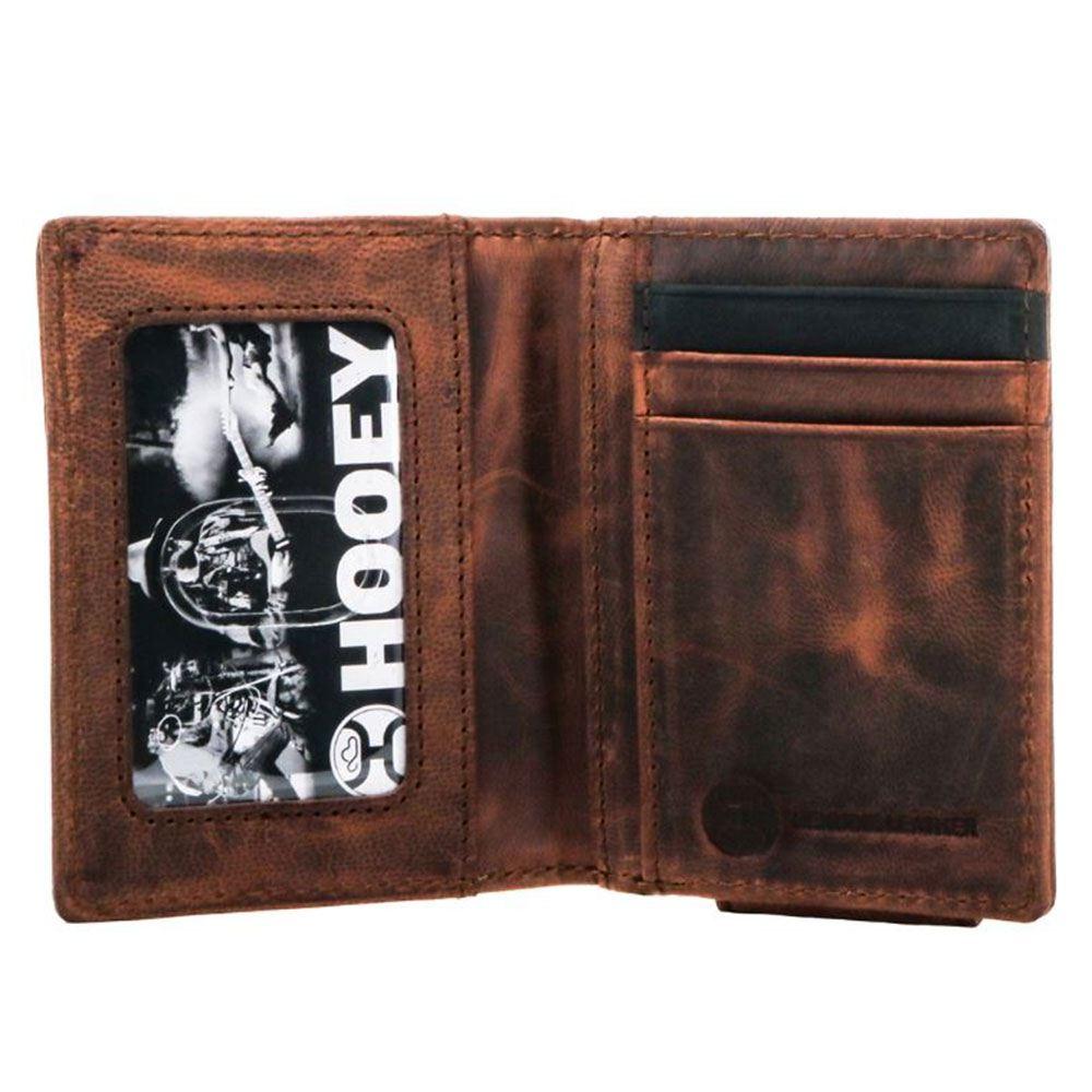 Hooey Other Brown / OSFA Hooey Brown Aztec Embossed Bifold Money Clip Wallet with Hooey Logo Rivet