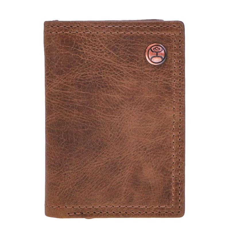 Hooey Other Brown / OSFA Hooey Smooth Brown Trifold Wallet with Brown Double Stitched Edge