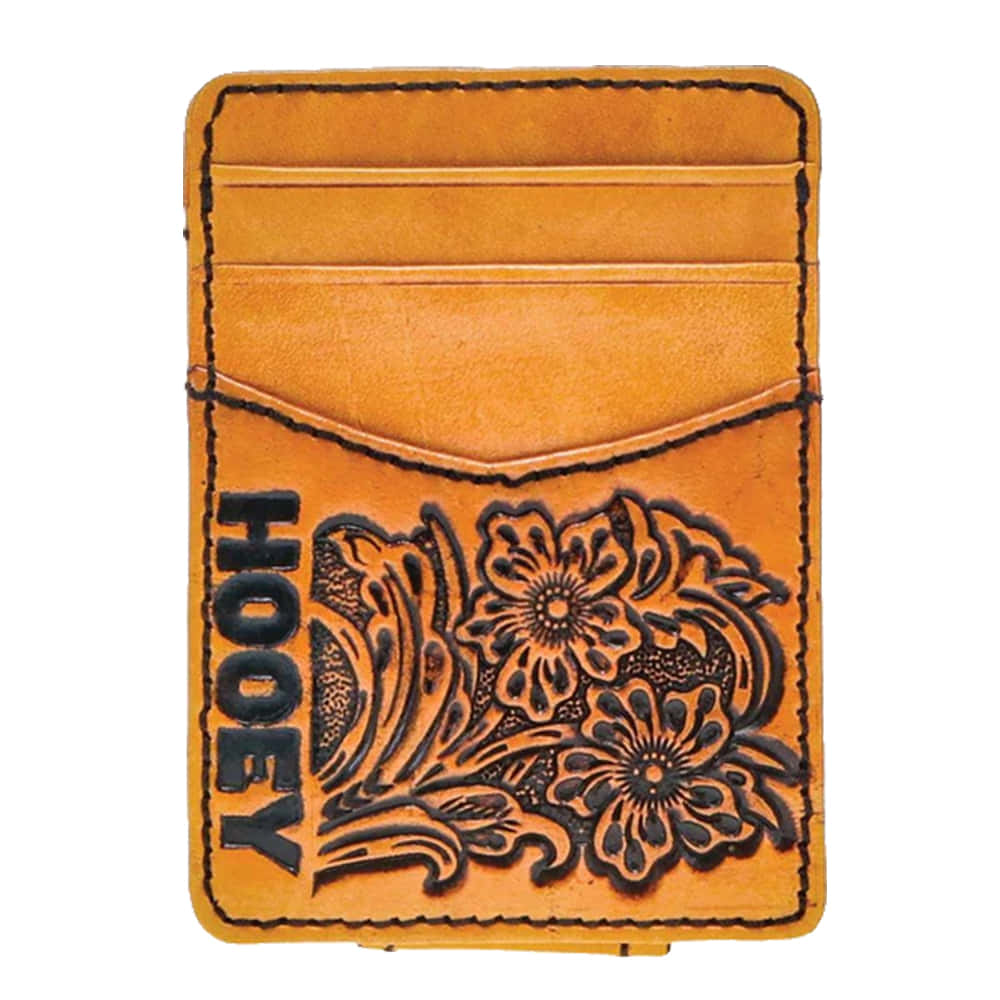 Hooey Other Hooey Men's Anhalt Hand Tooled Leather Hooey Floral Money Clip With Pocket
