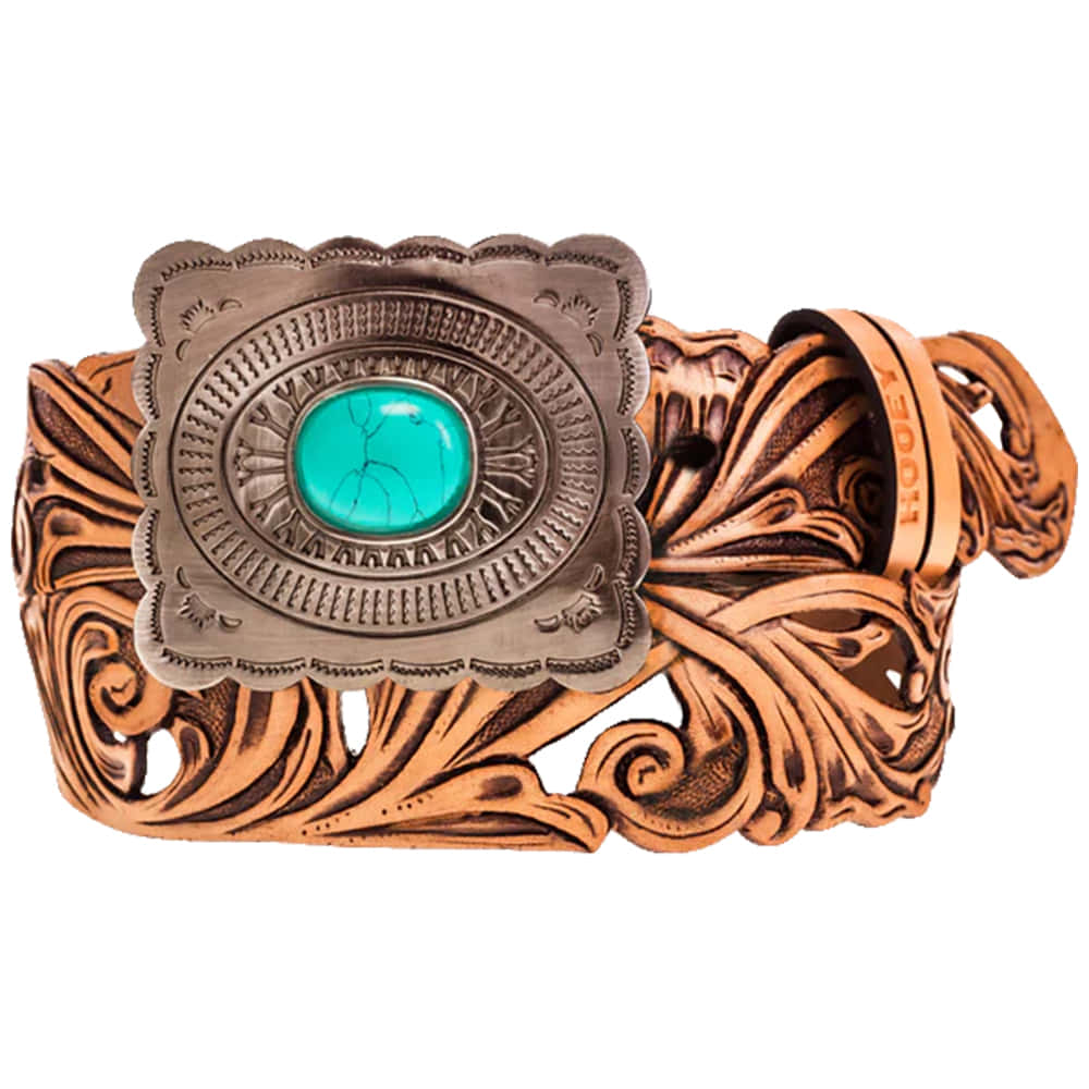 Hooey Other Hooey Rogue 1.5 Tan HandTooled Filigree Leather Belt with Cutouts