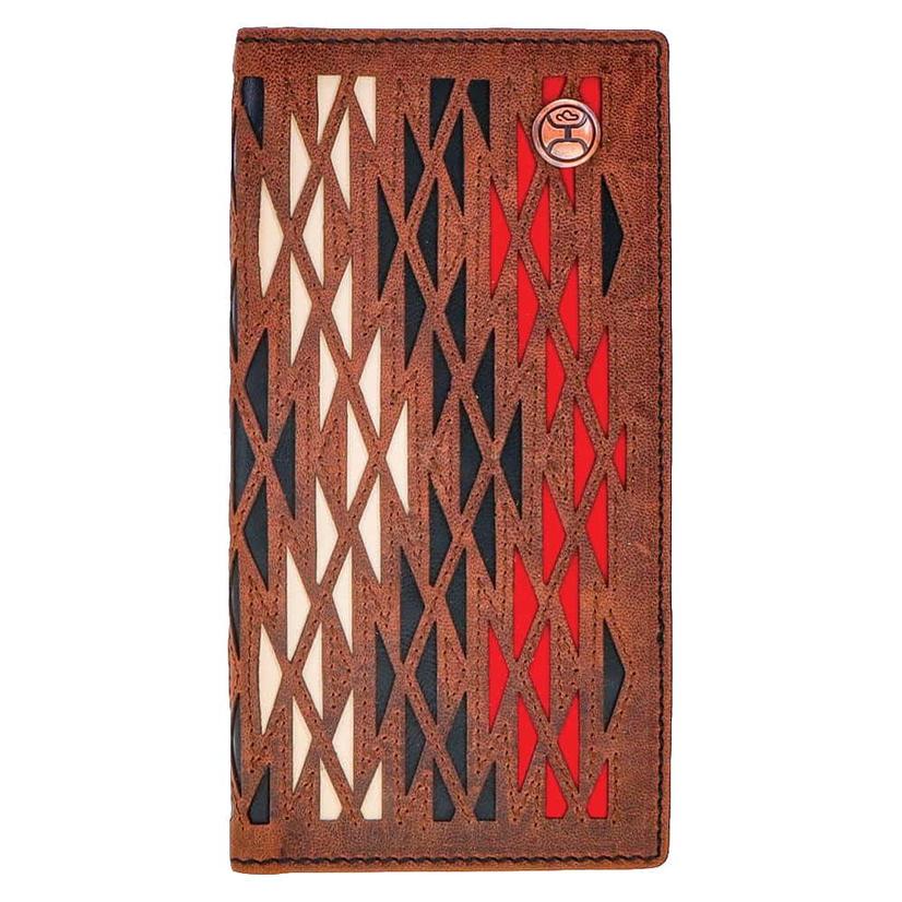 Hooey Other Multi / OSFA Hooey Laser Cut Aztec Print Leather Rodeo Wallet with Black Red Ivory Inlay