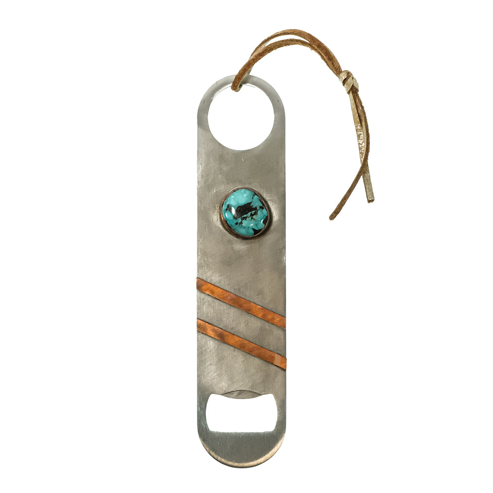Horse Money Turquoise Co Other Horse Money Turquoise Co Silver and Copper with Turquoise Stone Bottle Opener