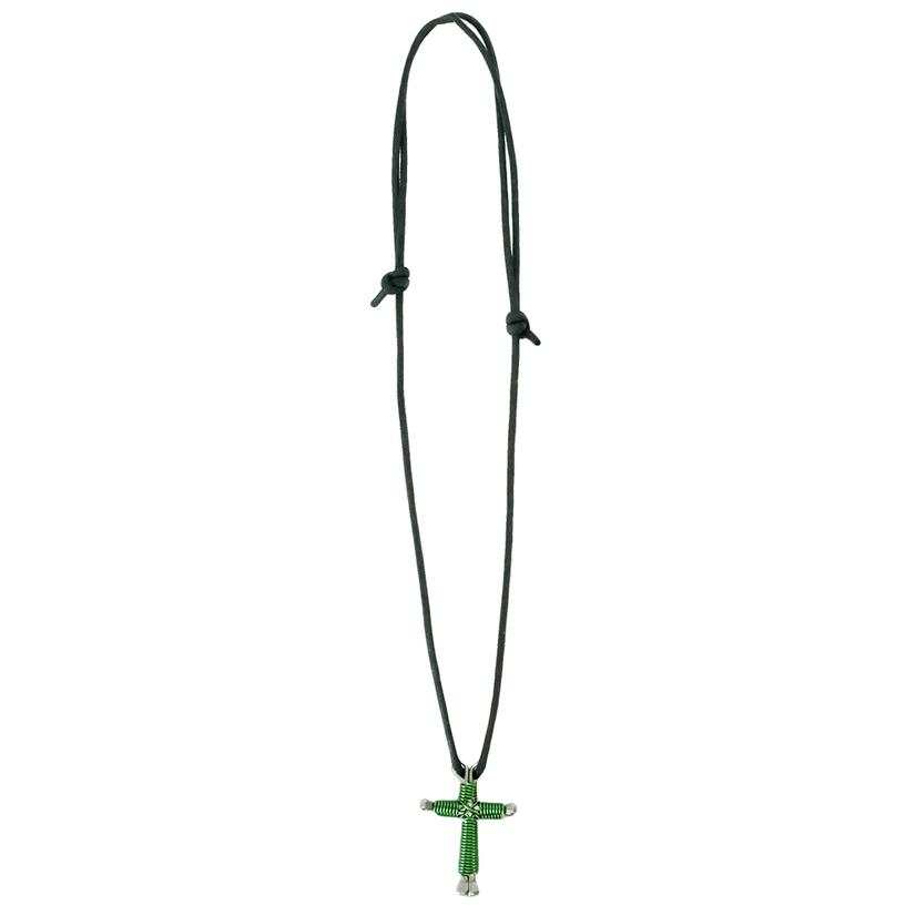 Horseshoe Nail Cross Jewelry Green / Osfa Green Wire Wrapped Nail Cross Necklace