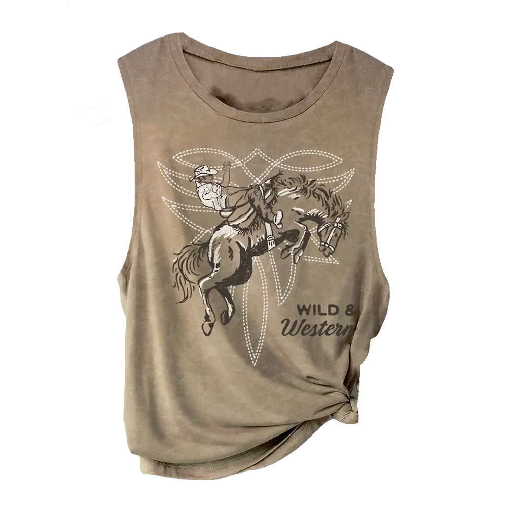 Hrt and Luv Apparel Hrt and Luv Women's Mineral Taupe Wild N Western Graphic Tank