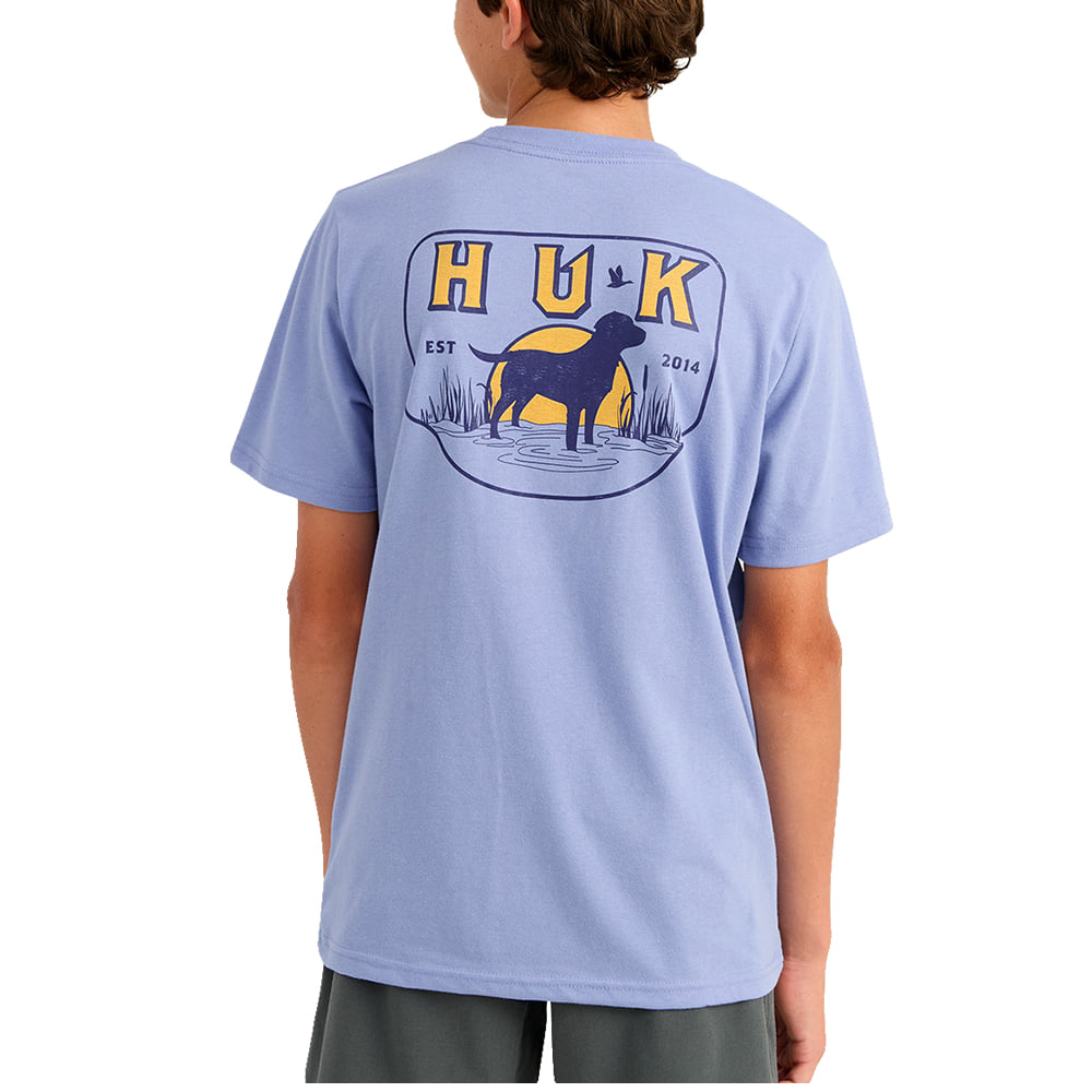 Huk Apparel Huk Boys Kids Lab Short Sleeve Lab Patch Tee In Lighting Sky