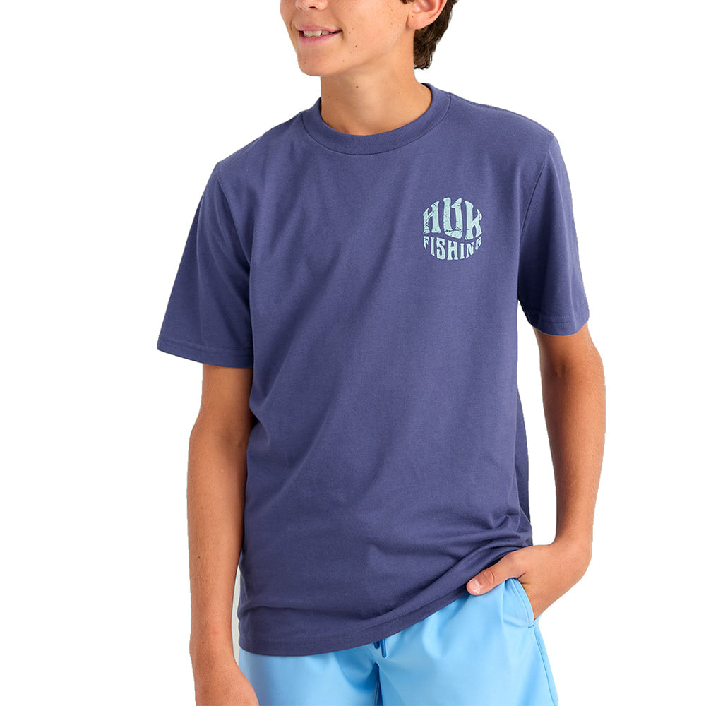 Huk Apparel Huk Boys Short Sleeve Graphic Glow Tee Outta This World In Skipper Blue