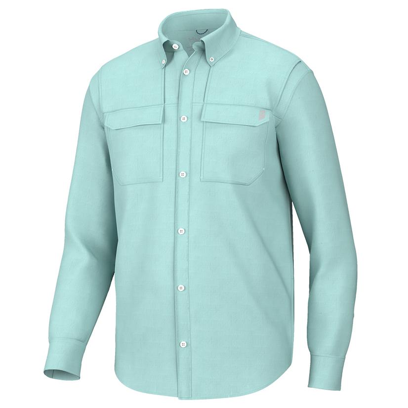 Huk Apparel HUK Eggshell Blue Back Draft Long Sleeve Button-Down Men's Shirt