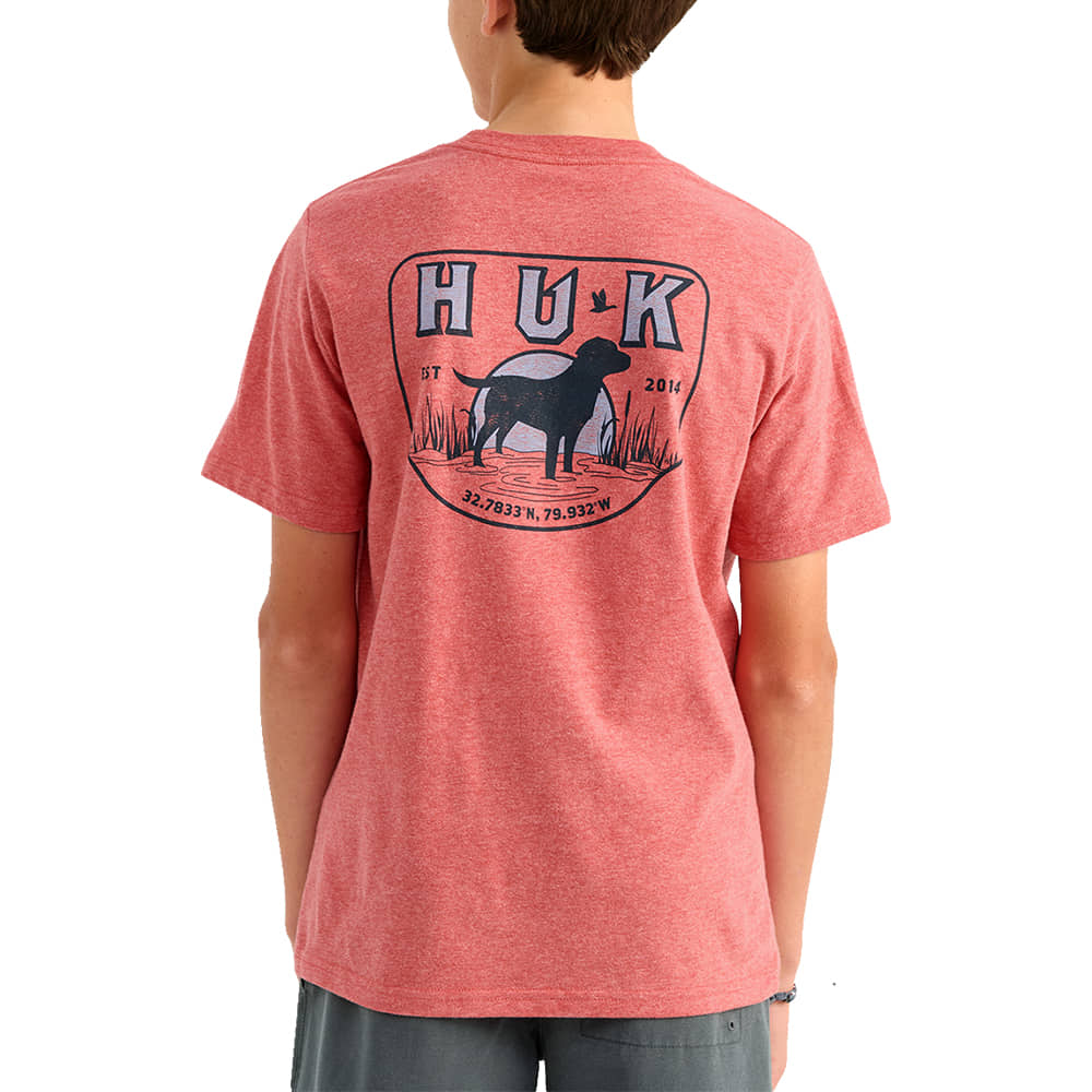 Huk Apparel Huk Kid's Mineral Red Heather Lab Patch Graphic Tee