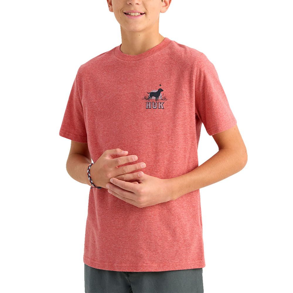 Huk Apparel Huk Kid's Mineral Red Heather Lab Patch Graphic Tee