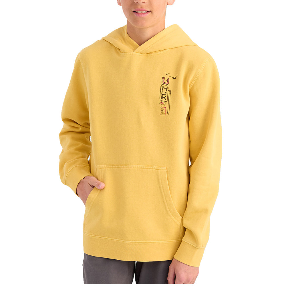 Huk Apparel Huk Kids Huk Truck Logo Cotton Fleece Hoodie in Harvest Wheat
