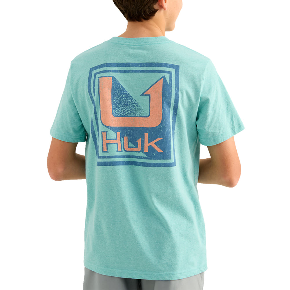 Huk Apparel Huk Kids Rising Huk Graphic Shirt in Marine Blue Heather
