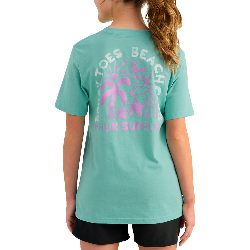 Huk Apparel Huk Kids Sandy Toes Shirt in Marine Blue Heather