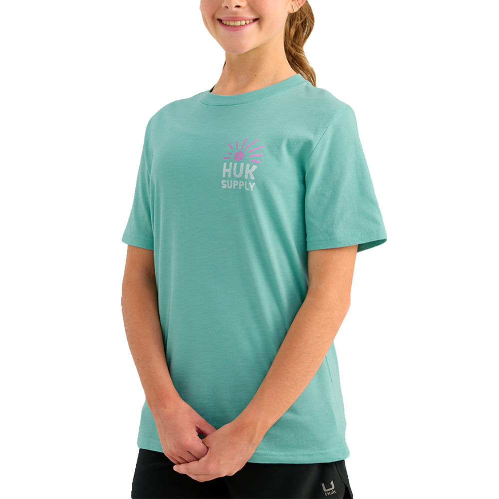 Huk Apparel Huk Kids Sandy Toes Shirt in Marine Blue Heather