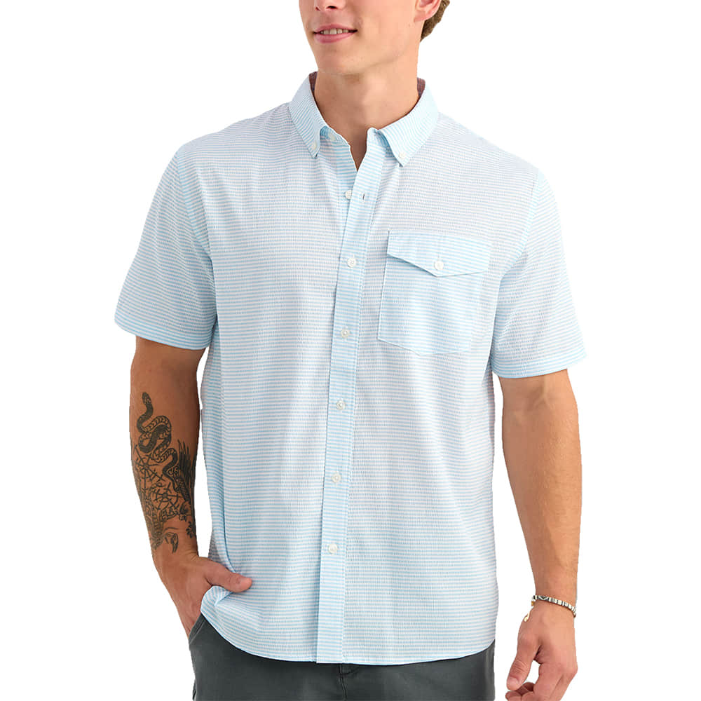 Huk Apparel Huk Men's Cerulean Chatham Seersucker Short Sleeve Shirt