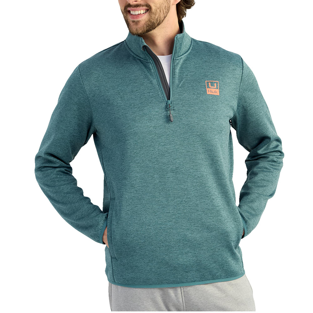 Huk Apparel Huk Men's Coldfront 1/4" Zip Sweater in North Atlantic Heather
