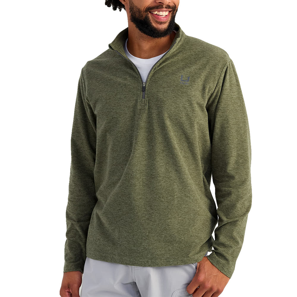 Huk Apparel Huk Men's Leeward Lightweight Fleece Quarter Zip In Moss