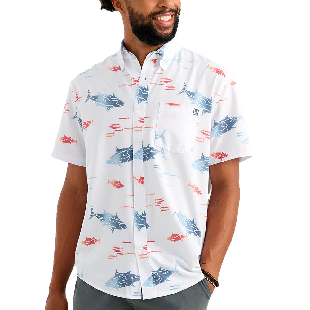 Huk Apparel Huk Men's White 8 Kona Printed Short Sleeve Shirt
