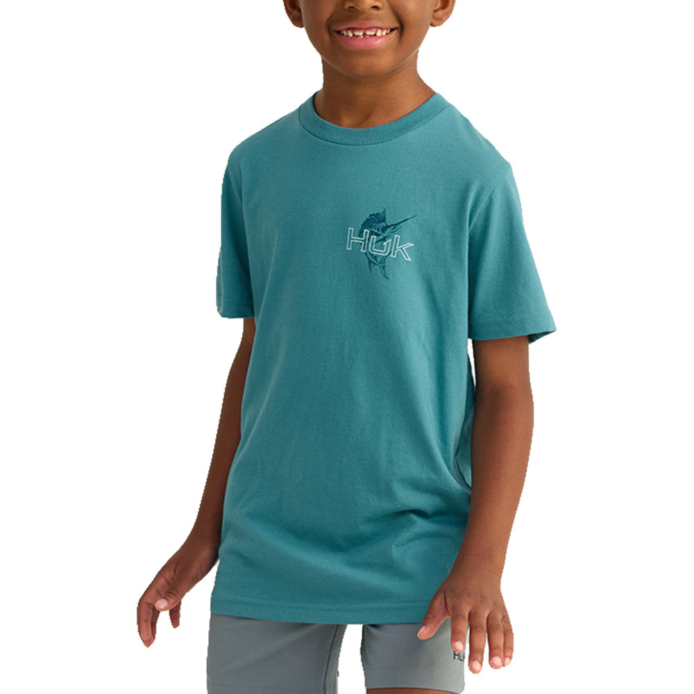 Huk Apparel Huk Storm Blue Sail Away Short Sleeve Boy's Graphic T-Shirt