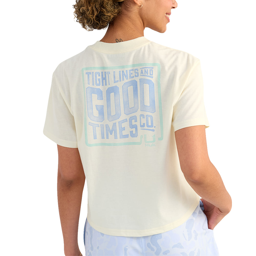 Huk Apparel Huk Women's Tight Lines Short Sleeve Pocket Graphic Tee In Egret