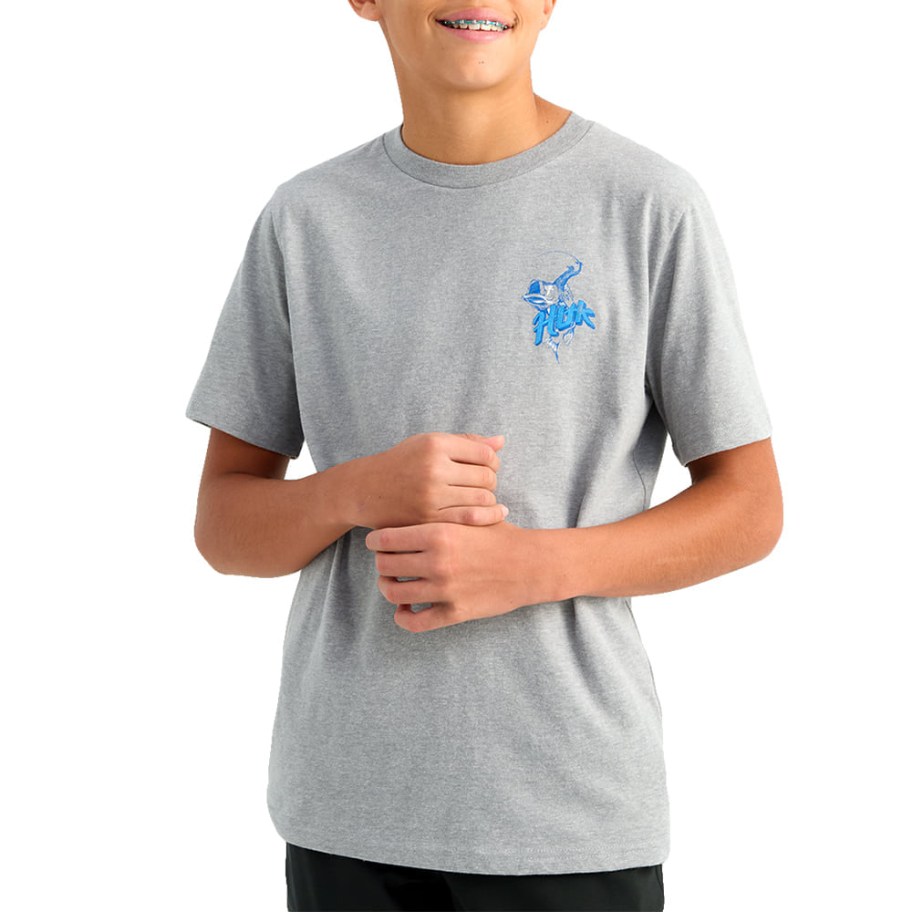 Huk Apparel KIDS RODEO BASS SHORT SLEEVE TEE IN SHARKSHIN HEATHER
