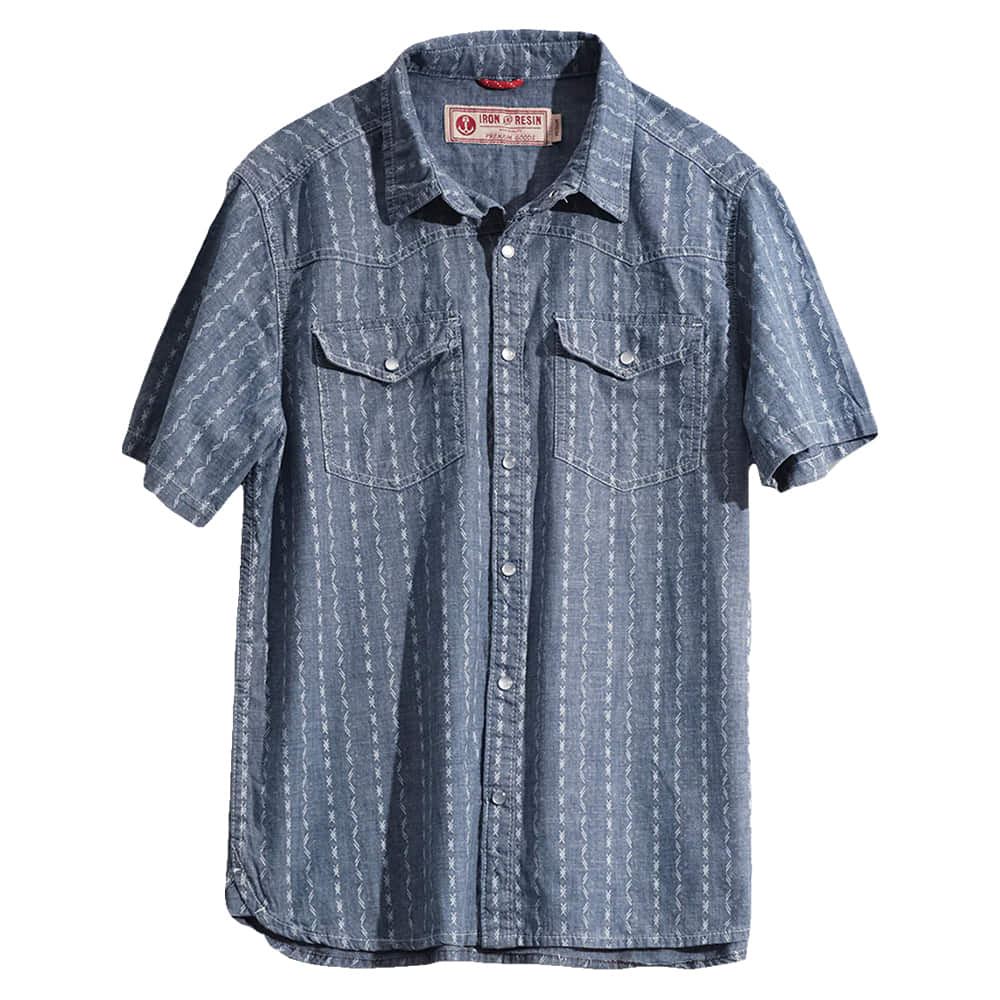 Iron & Resin Apparel Iron & Resin Men's Blue Valley Short Sleeve Snap Shirt