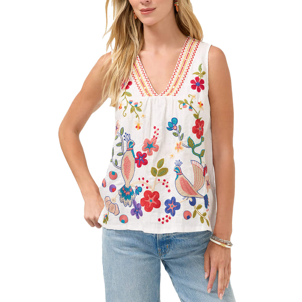 Johnny Was Apparel Johnny Was Women's Estrella V-Neck Tank in White