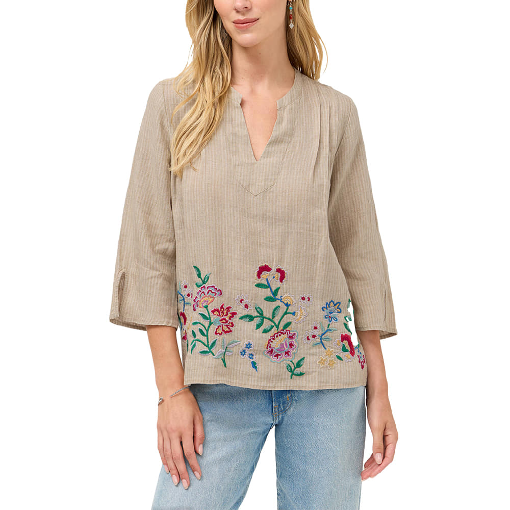 Johnny Was Apparel Johnny Was Women's Jute V Neck Linen Blouse