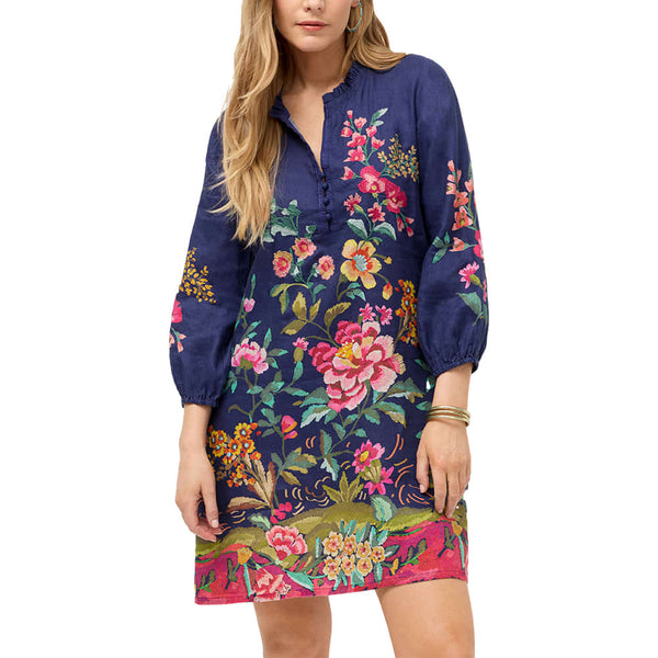 Johnny Was Women's Shift Field Dress in Blue Night Miraze, Size XS, Floral