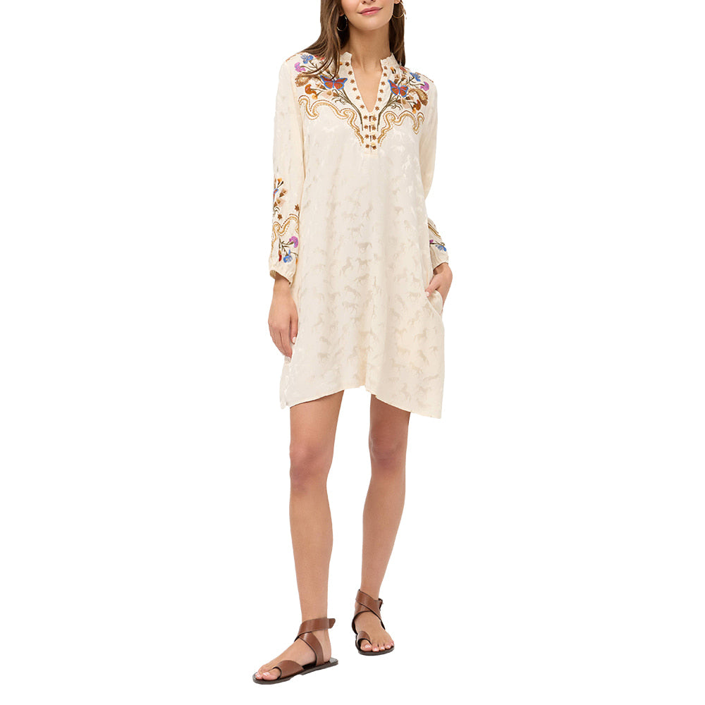 Johnny Was Collection Apparel Johnny Was Women's Ecru Durago Shift Field Dress