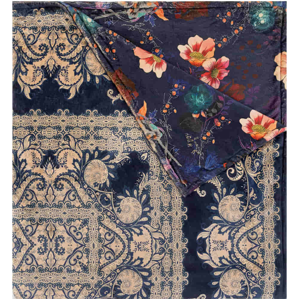 Johnny Was Home Decor Navy / 75"x68" Johnny Was Navy Roman Paisley Cozy Blanket