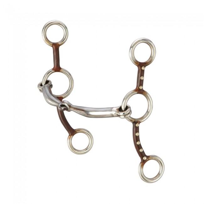 JTI Tack 5" / Stainless Steel Antique Junior Cowhorse with Dots 6" Cheek Bit