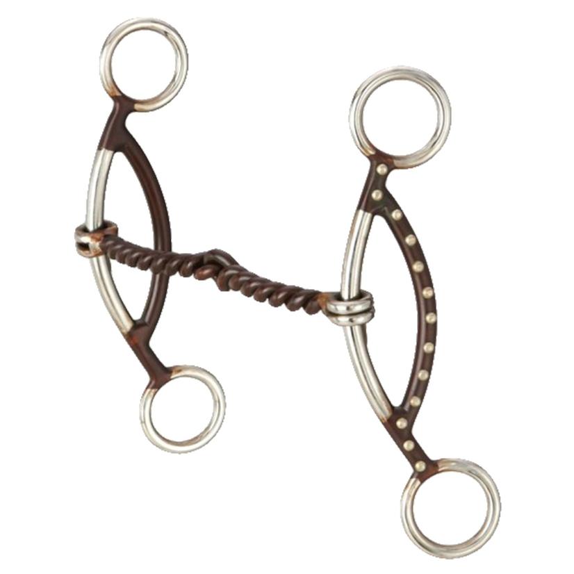 JTI Tack Antique/Dots / 5 Kelly Silver Star H Gag Twisted Wire Snaffle Bit