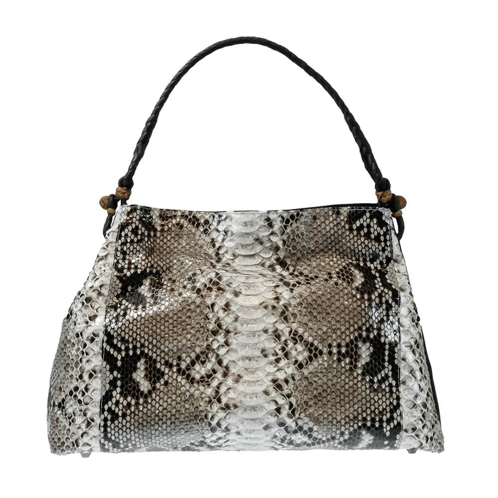 Juan Antonio Other Juan Antonio Natural Python Front Italian Black Leather Back Handbag