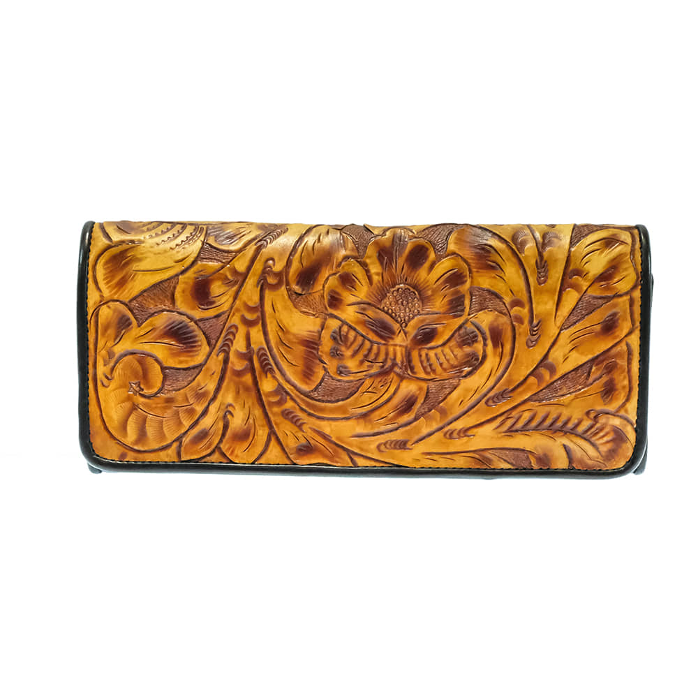 Juan Antonio Other Juan Antonio Tan Leather Flower Tooled and Croco Black Wallet