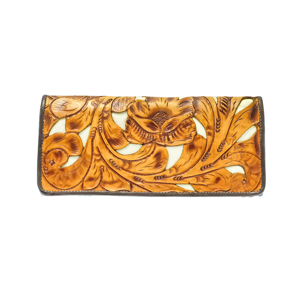 Juan Antonio Other Juan Antonio Tan Leather Flower Tooled with Ivory Inlay Wallet