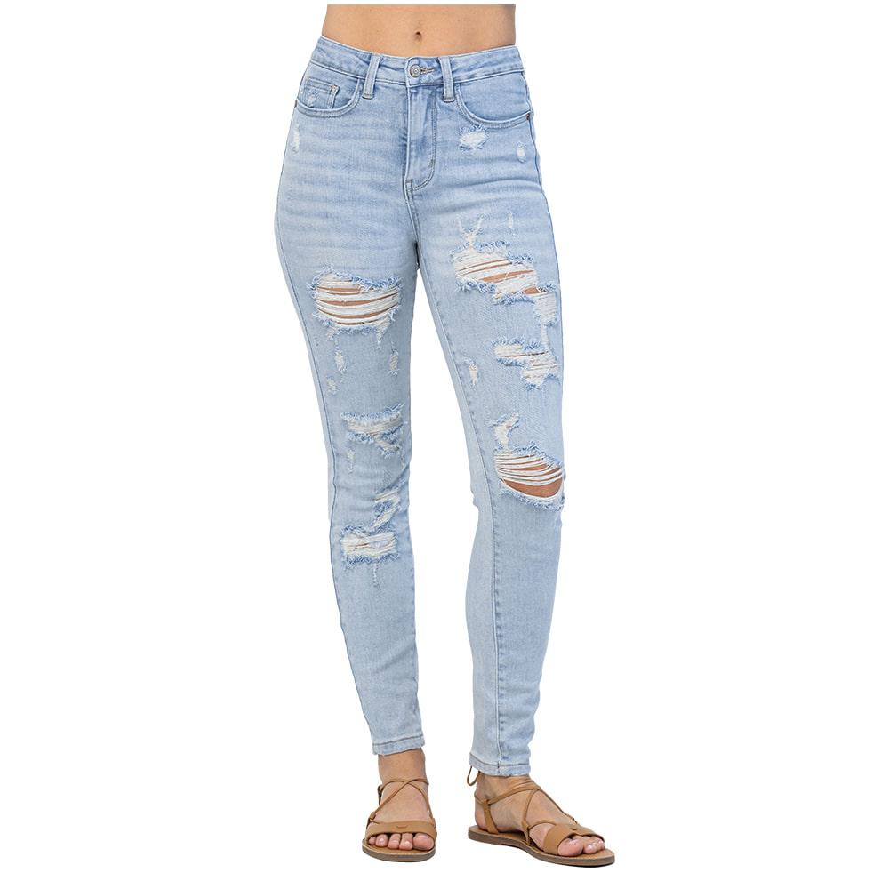 Judy Blue Apparel Judy Blue Hi-Rise Destroyed Skinny Plus Size Women's Jeans