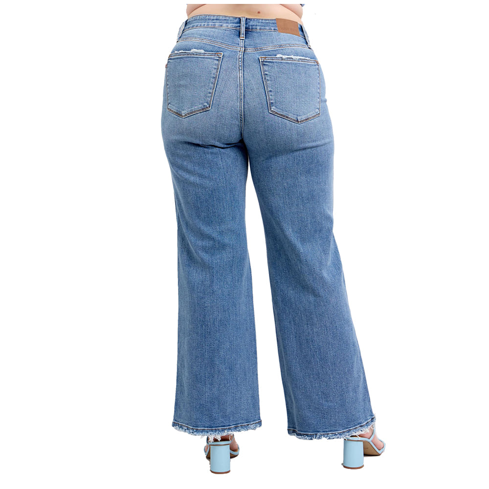 Judy Blue Apparel Judy Blue High Waist Retro Fit Wide Leg Medium Wash Women's Plus Size Jeans