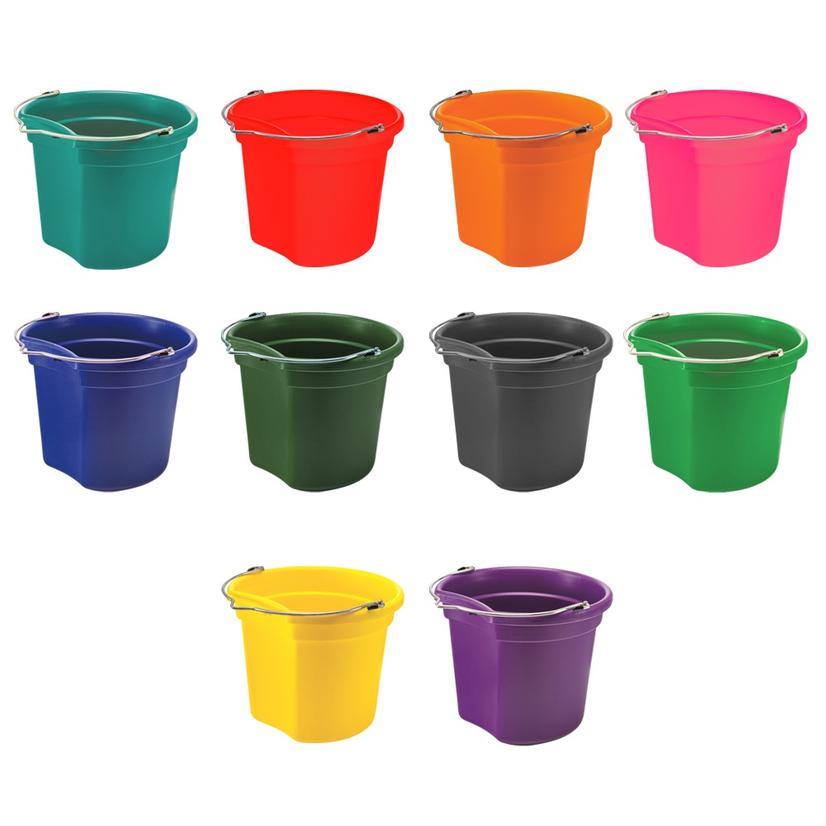 K And D Equestrian Supplies Large Economy Flat Back Bucket 18 Quart Assorted Colors