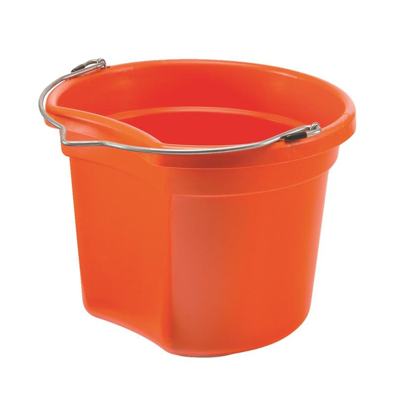 K And D Equestrian Supplies Orange Small Economy Flat Back Bucket 8 Qt.