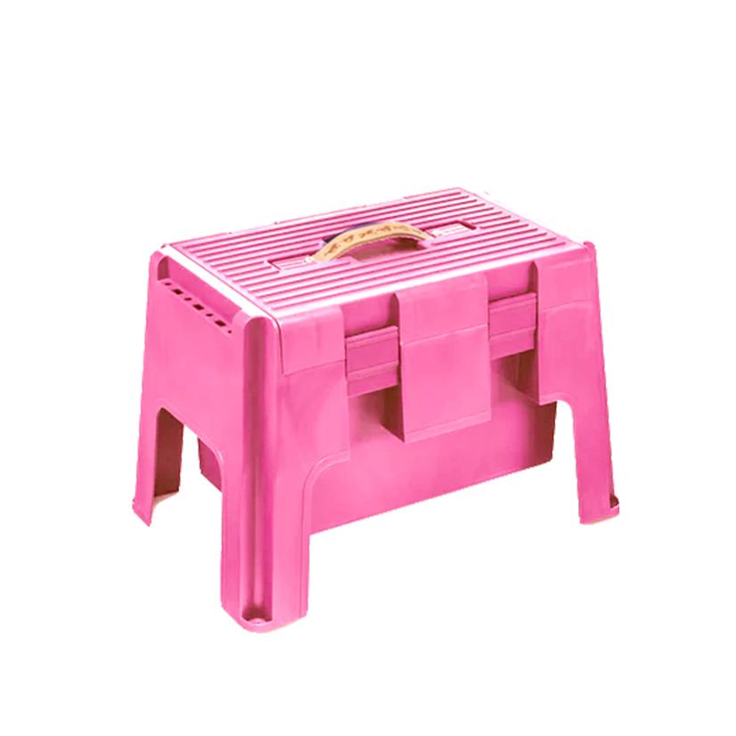 K And D Equestrian Supplies Pink Grooming Stool with Flip-top Tool Box and Storage Compartment - Asst Colors