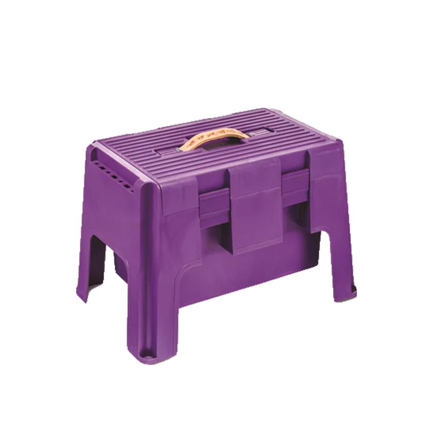 K And D Equestrian Supplies Purple Grooming Stool with Flip-top Tool Box and Storage Compartment - Asst Colors