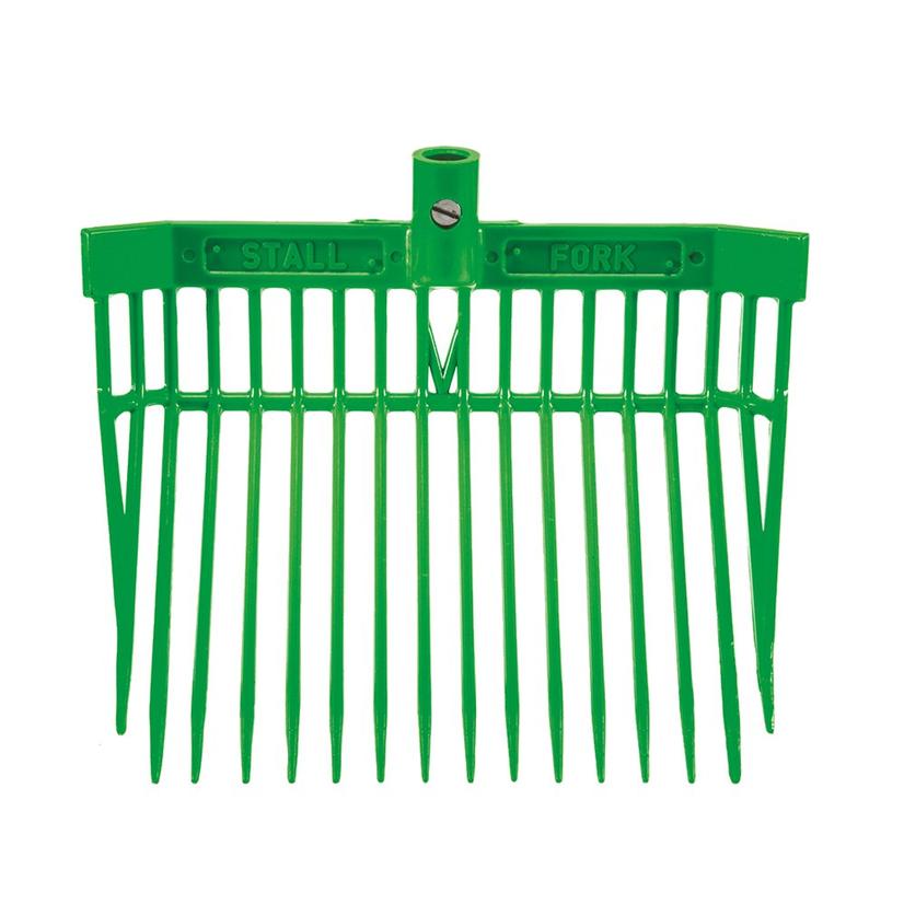 K&D Equestrian Supplies Lime Green Angled Stall Fork - Complete Fork and Handle