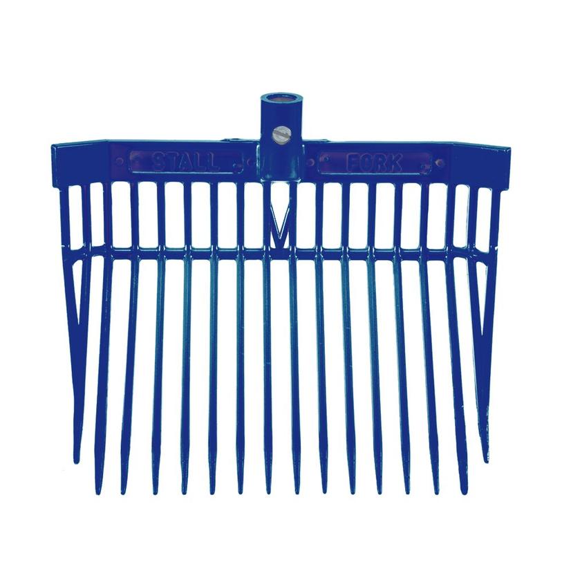 K&D Equestrian Supplies Royal Blue Angled Stall Fork - Complete Fork and Handle