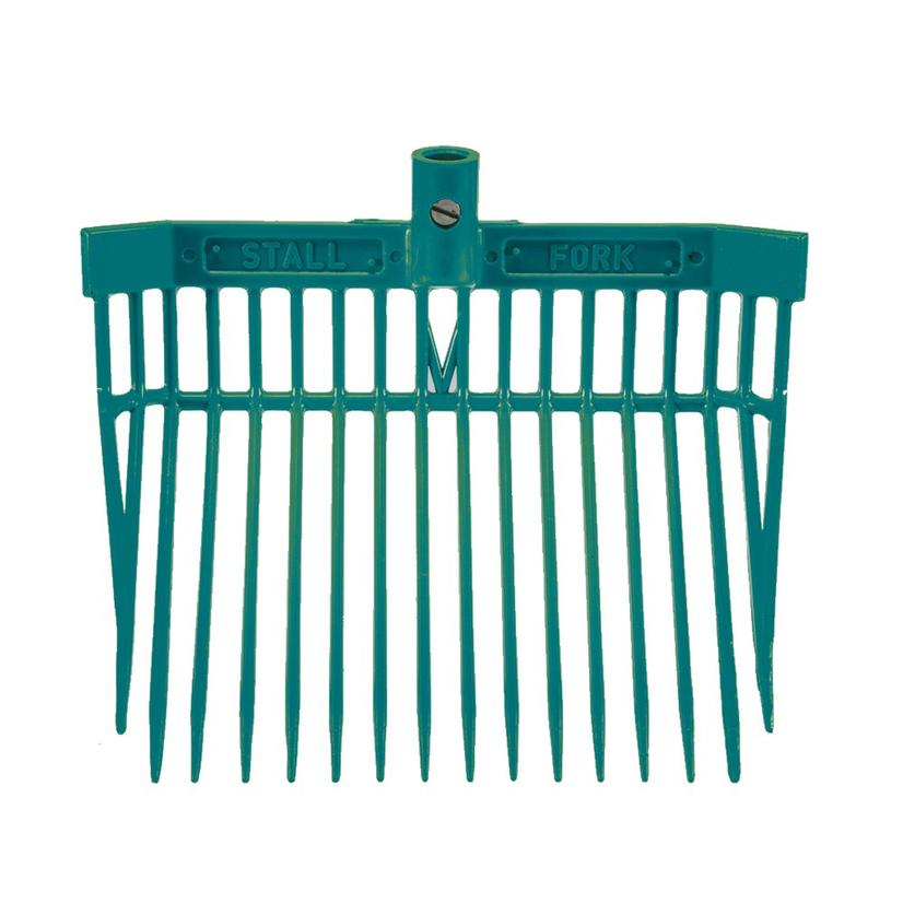 K&D Equestrian Supplies Teal Angled Stall Fork - Complete Fork and Handle