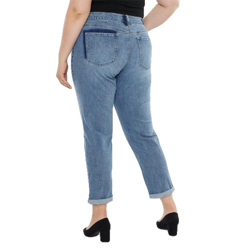 Kancan Apparel Kancan Arlene Mid Rise Slim Medium Wash Plus Size Women's Jeans